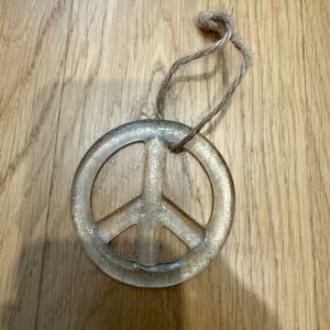 Vintage Pottery Barn glass Peace Symbol Holiday Ornament